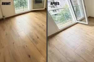 Remplacement d'un sol stratifié à Déville lès Rouen AVANT APRES